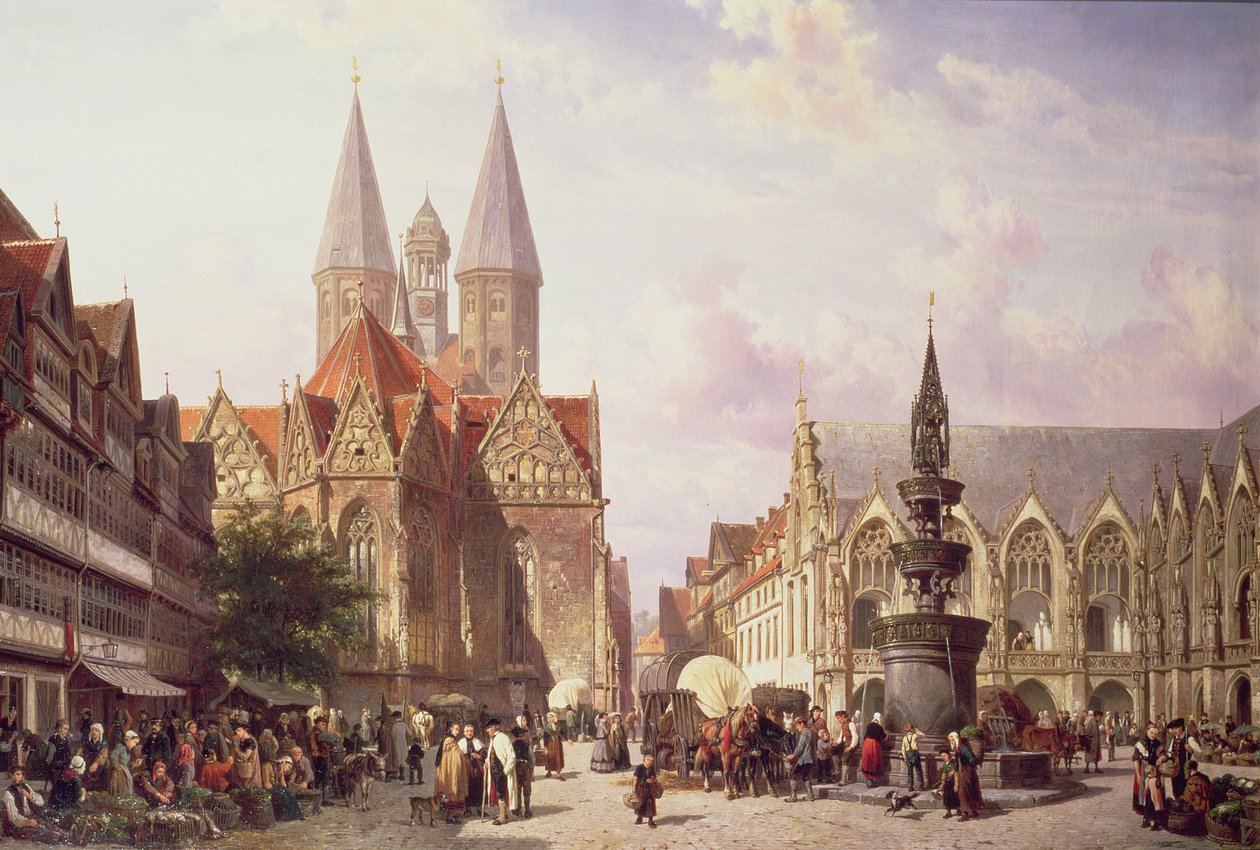 Markedsscene i Braunschweig av Cornelis Springer
