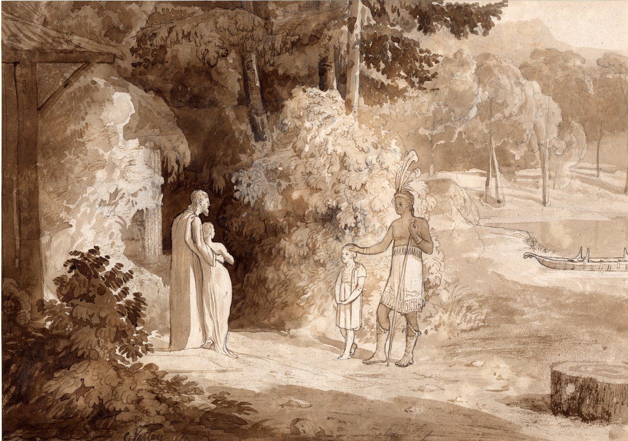 Illustrasjon til Gertrude av Wyoming, 1810 (blekk og blyant på papir) av Cornelius Varley