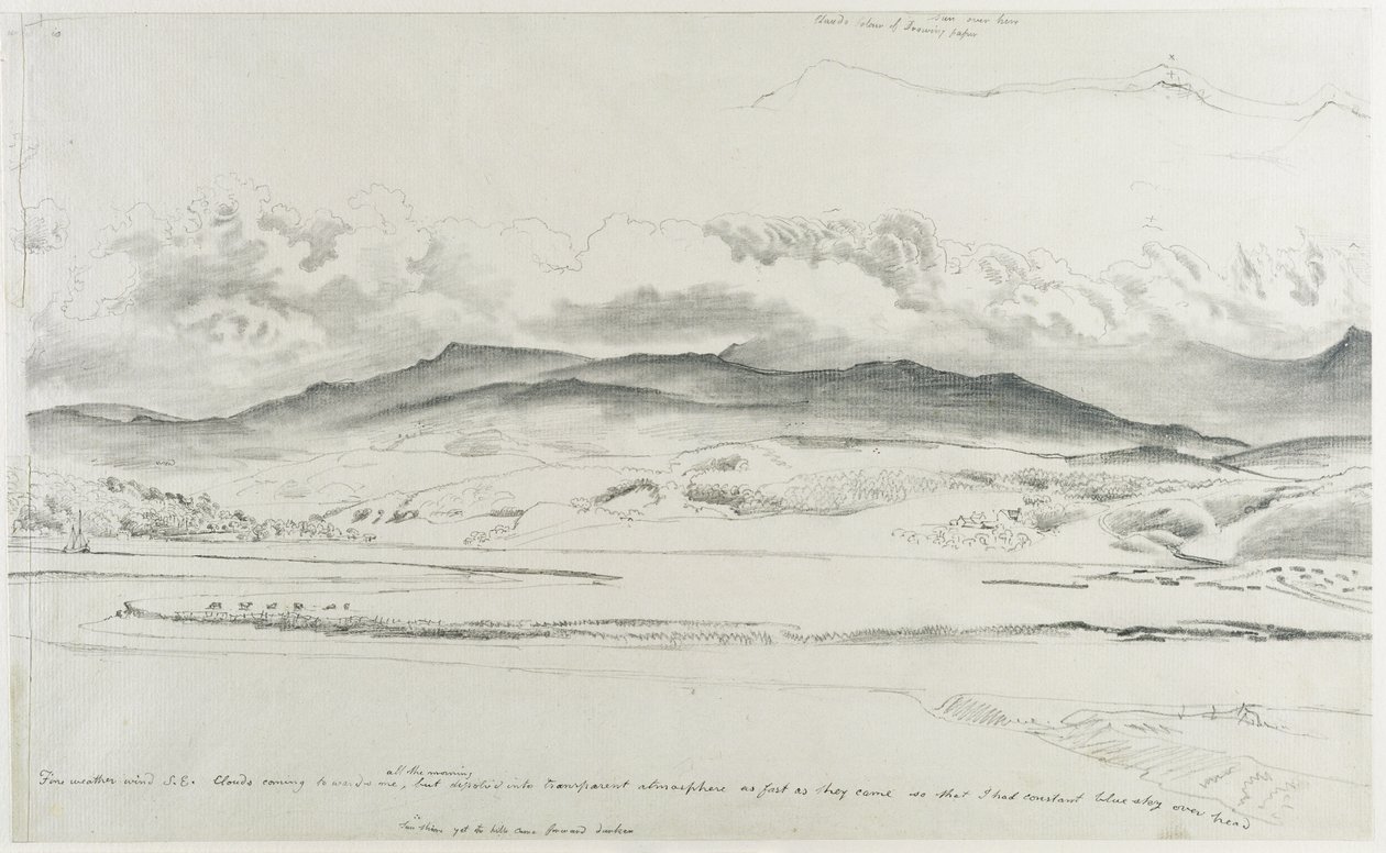 Mountain Panorama i Wales - Cader Idris (svart kritt på papir) av Cornelius Varley
