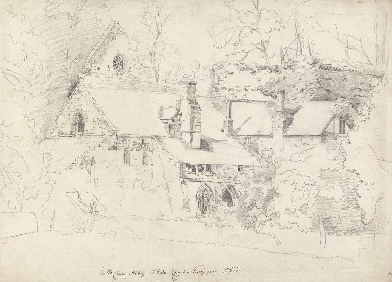 Valley Cross Abbey, Denbighshire av Cornelius Varley