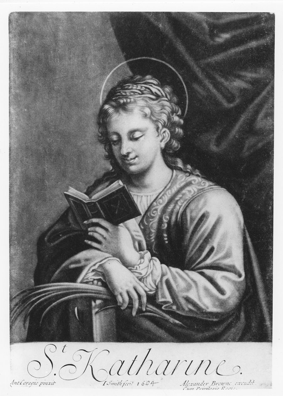 St. Catherine, gravert av John Smith (ca. 1652-1742) av Antonio da Correggio