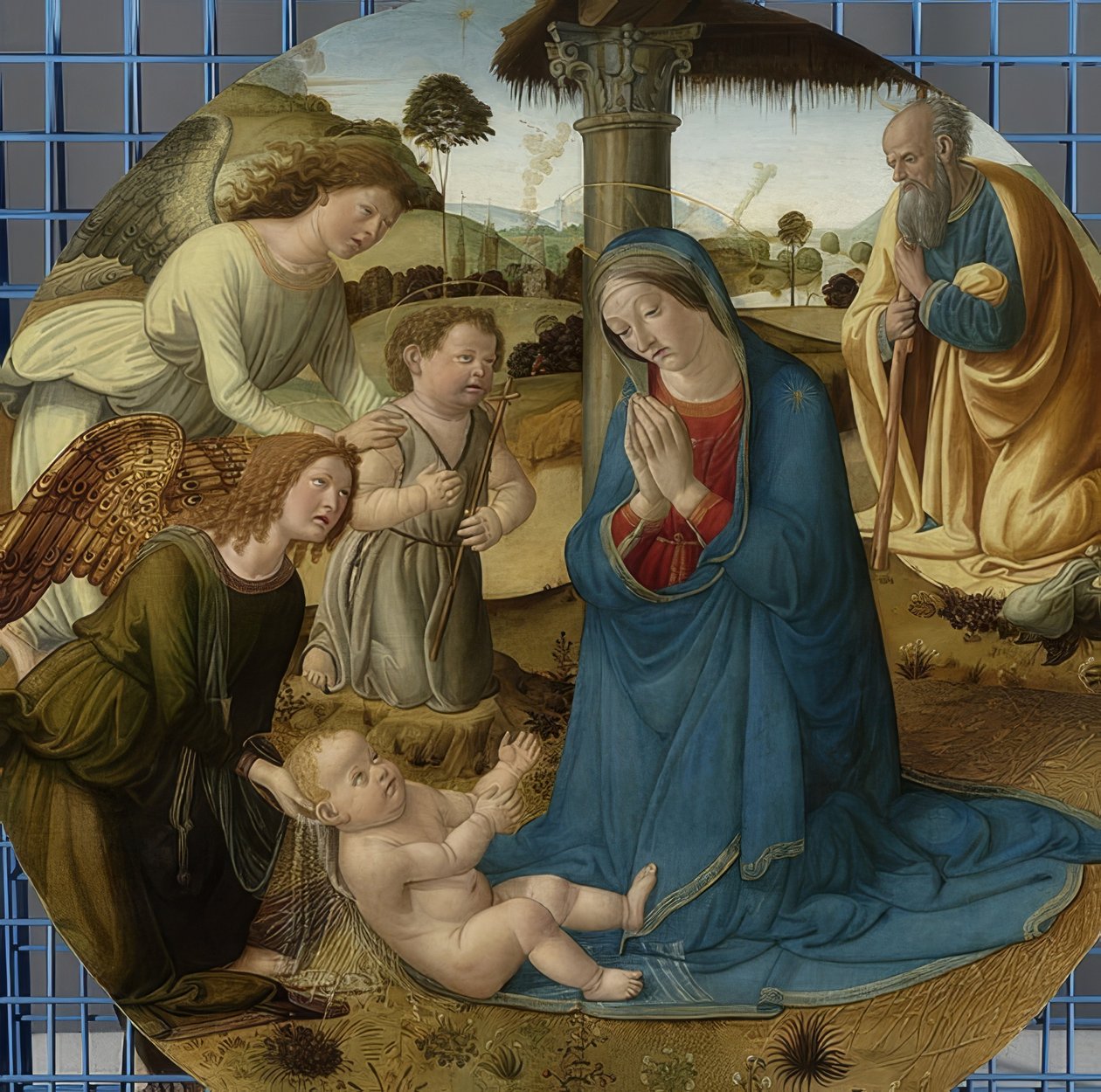 Tilbedelse av barnet. 1485-1507 av Cosimo Rosselli