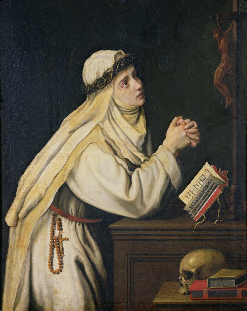 St. Katarina av Siena (1347-80) etter et maleri av Francisco Zurbaran (1598-1664) av Cristofano Allori