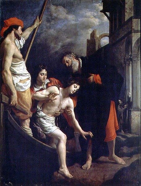The Hospitality of St. Julian av Cristofano Allori