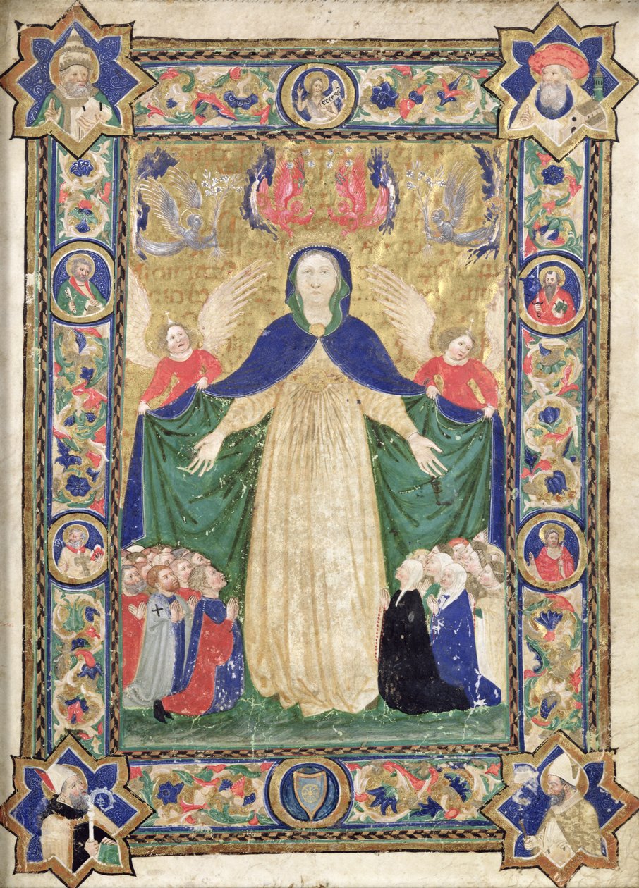 Virgin of the Misericordia, frontispice fra en bok fra School of the Trinity of the Teutonic Friars, 1422 av Cristoforo Cortese