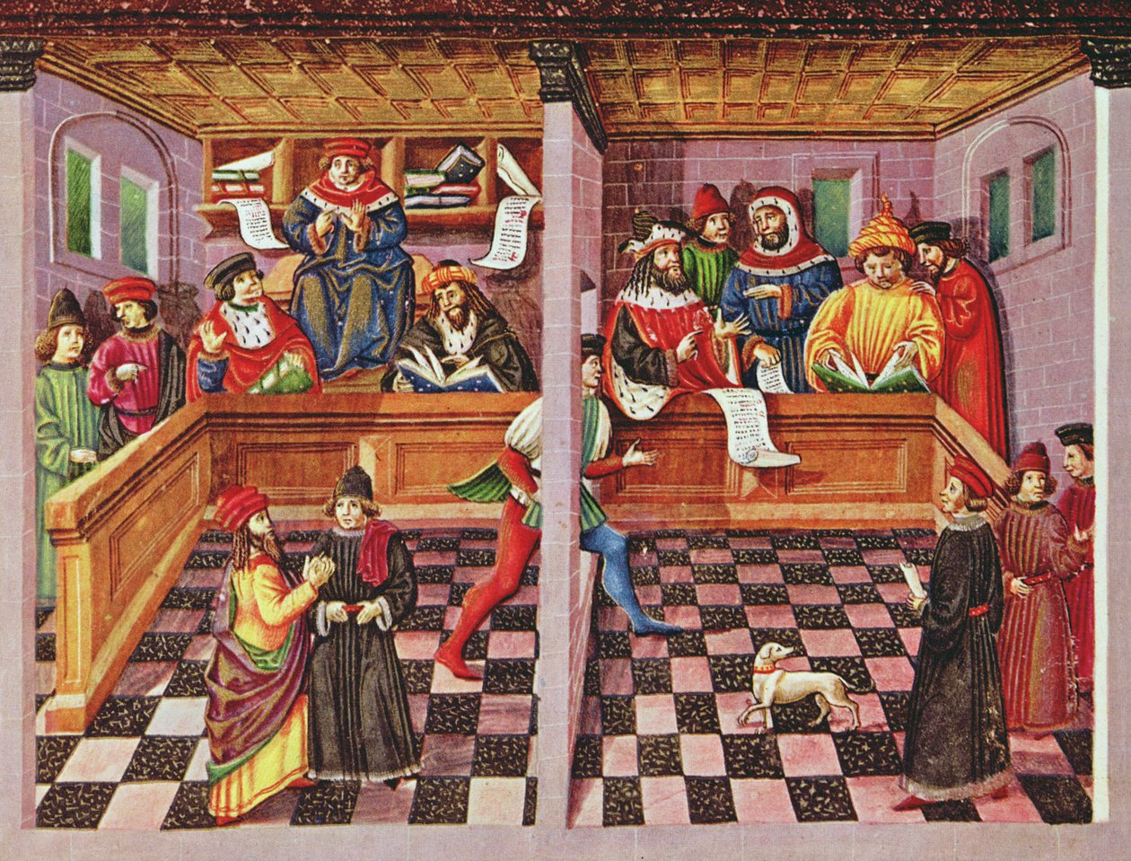 Ms Lat. 209 fol.8v Tribunal of the Scientists, fra 