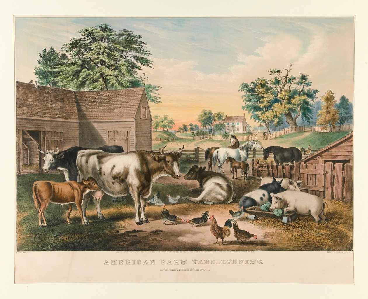 American Farm Yard - Kveld av Currier and Ives