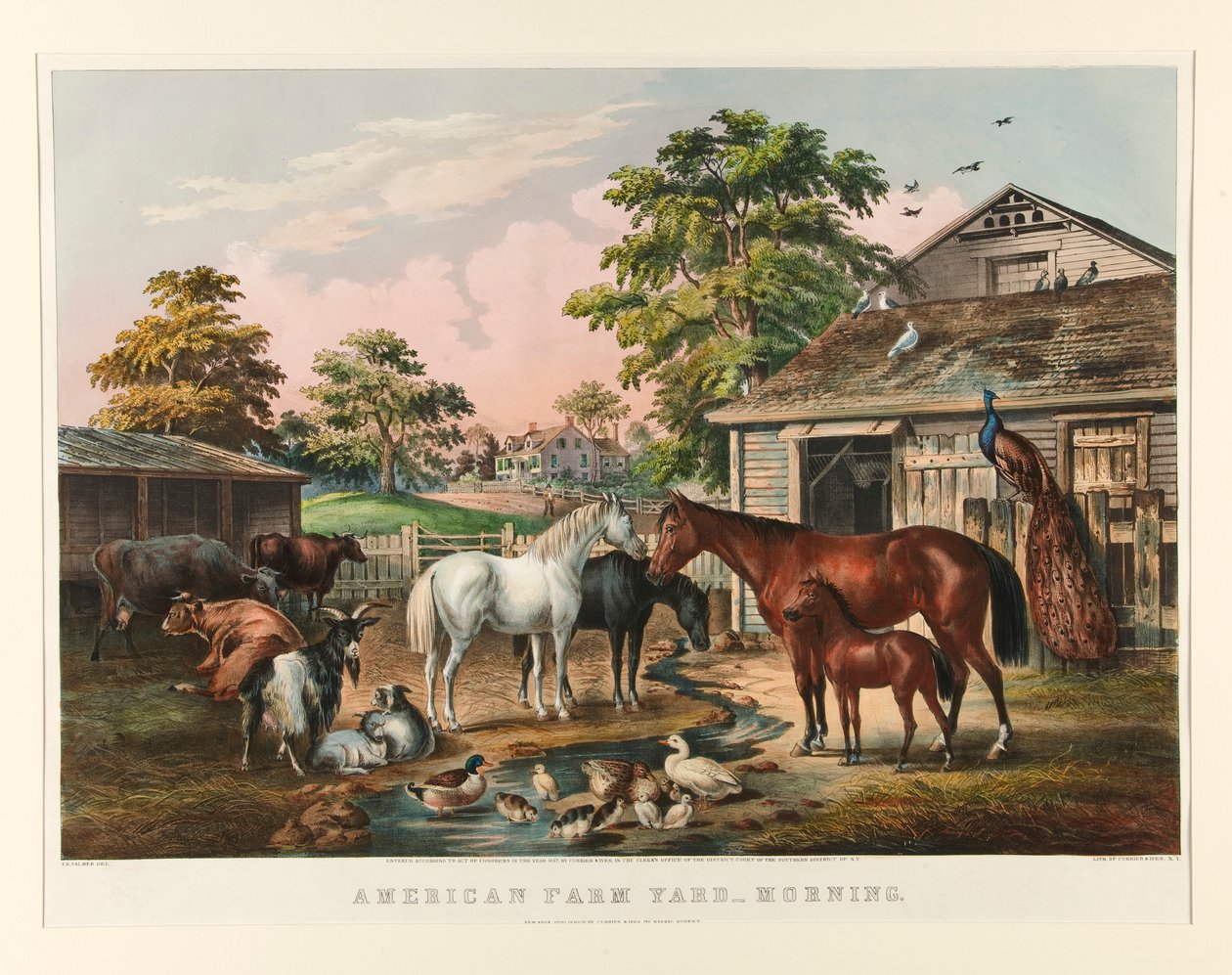American Farm Yard - Morgen av Currier and Ives