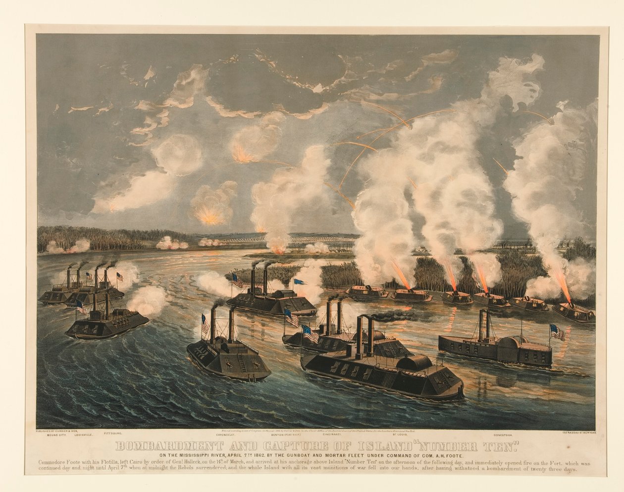 Bombardement og fangst av øya av Currier and Ives