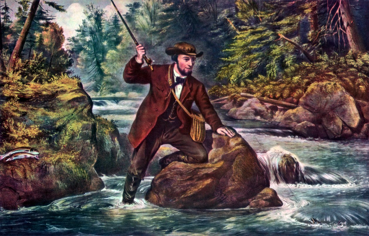 Bekkeørretfiske, 1862. av Currier and Ives
