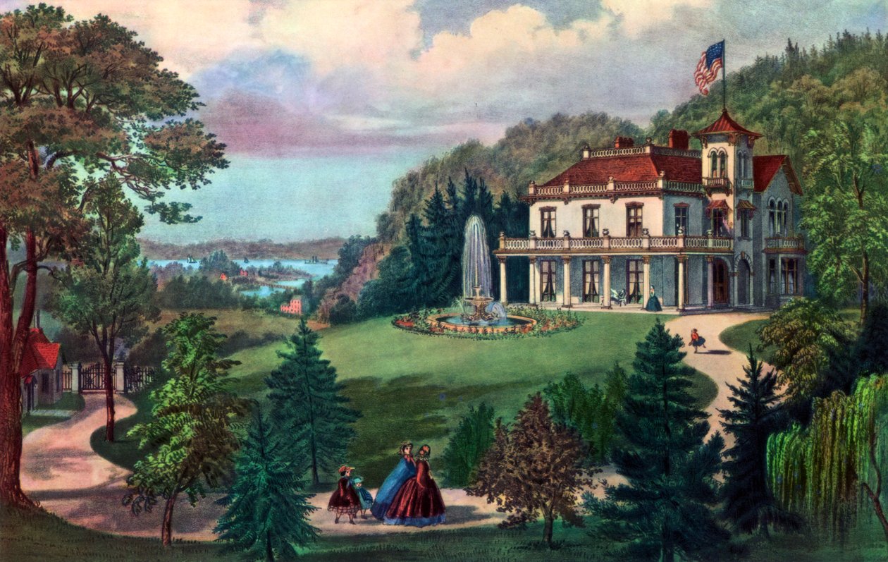 Livet på landet, kveld, 1862. av Currier and Ives