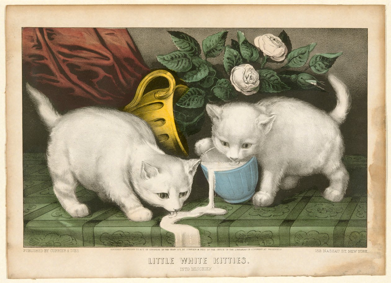 Små hvite kattunger i ugagn av Currier and Ives