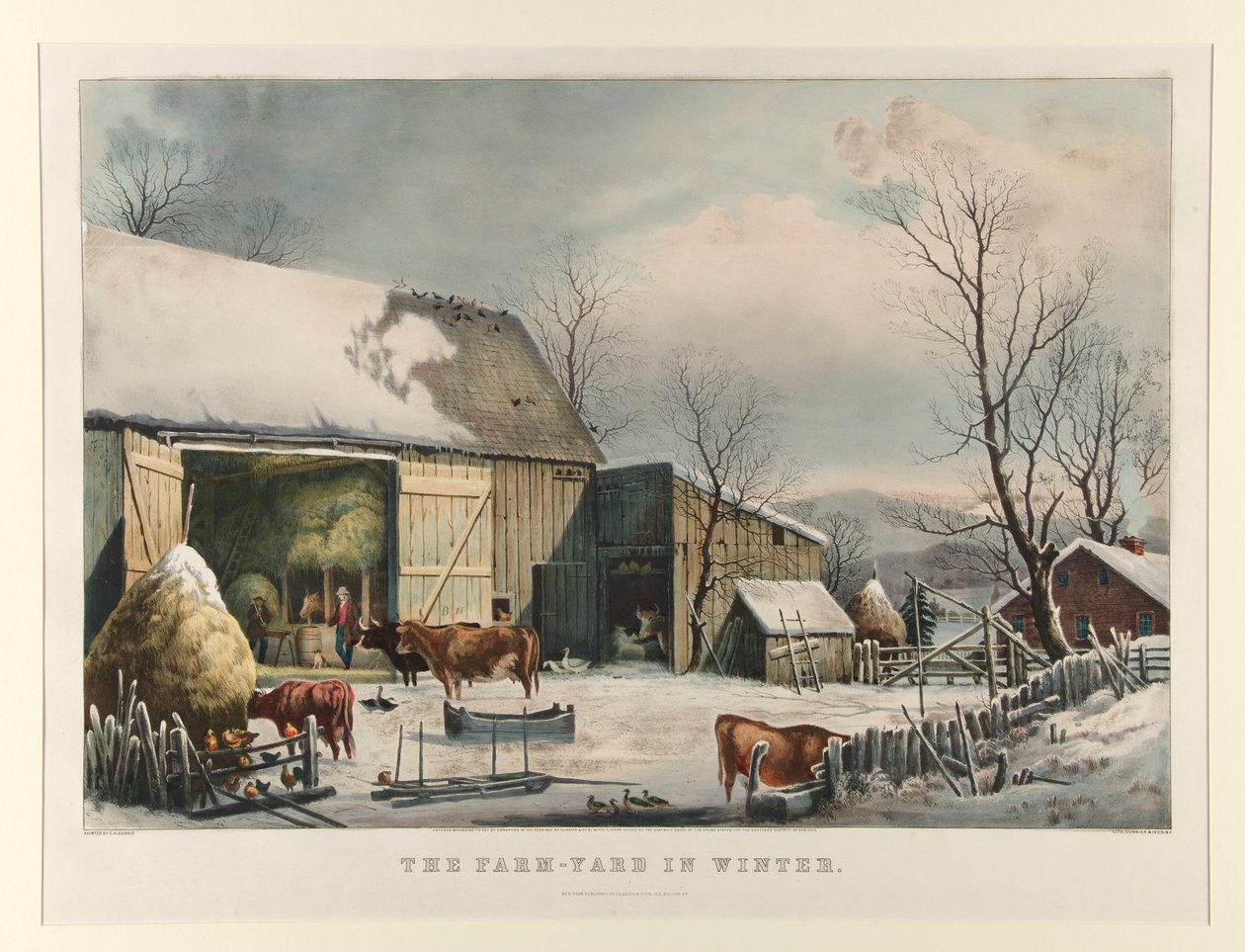 Gårdstunet om vinteren av Currier and Ives