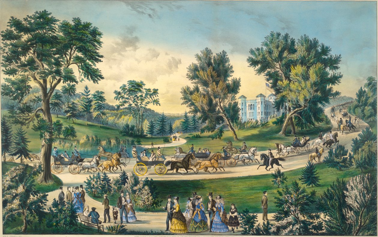 The Grand Drive, Central Park N.Y. av Currier and Ives