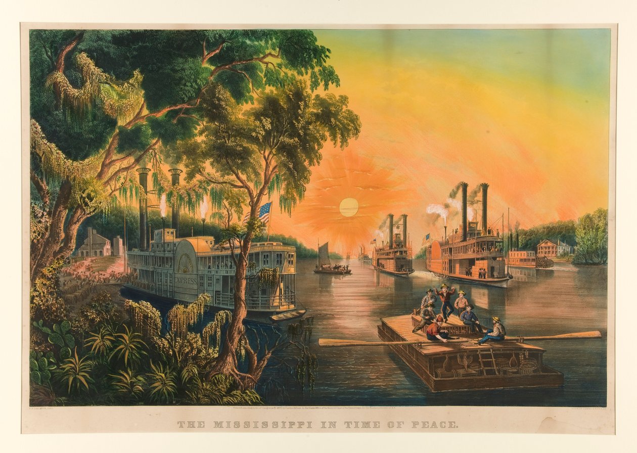 Mississippi i fredens tid. av Currier and Ives