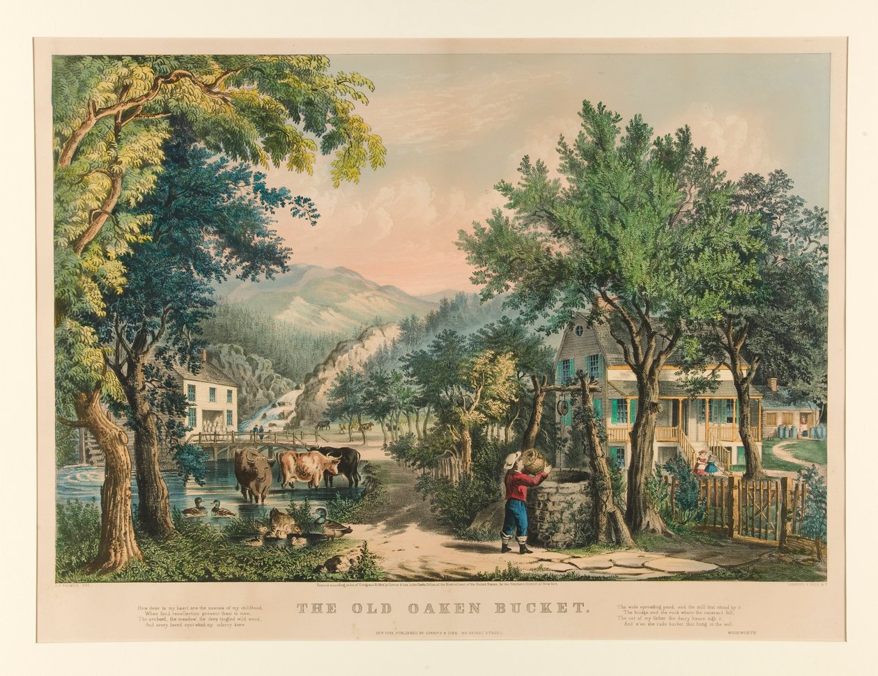 Den gamle eikebøtten av Currier and Ives