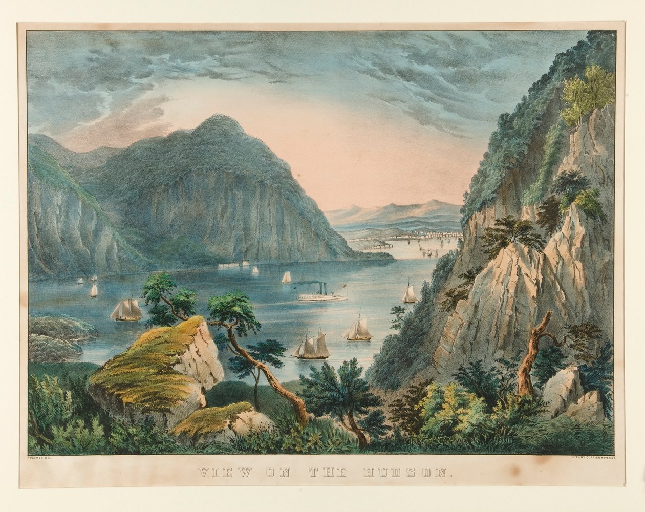 Utsikt over Hudson av Currier and Ives