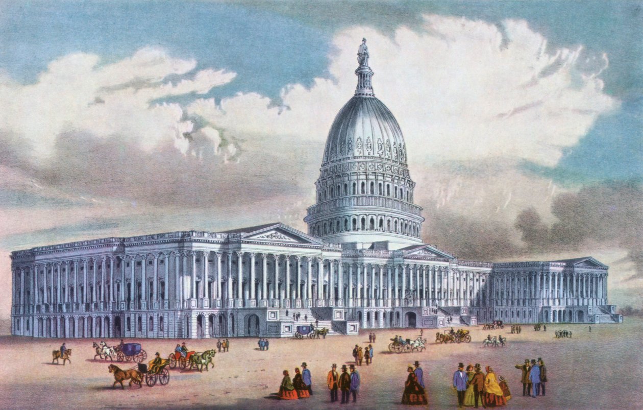 Washington, United States Capitol, 1800-tallet. av Currier and Ives