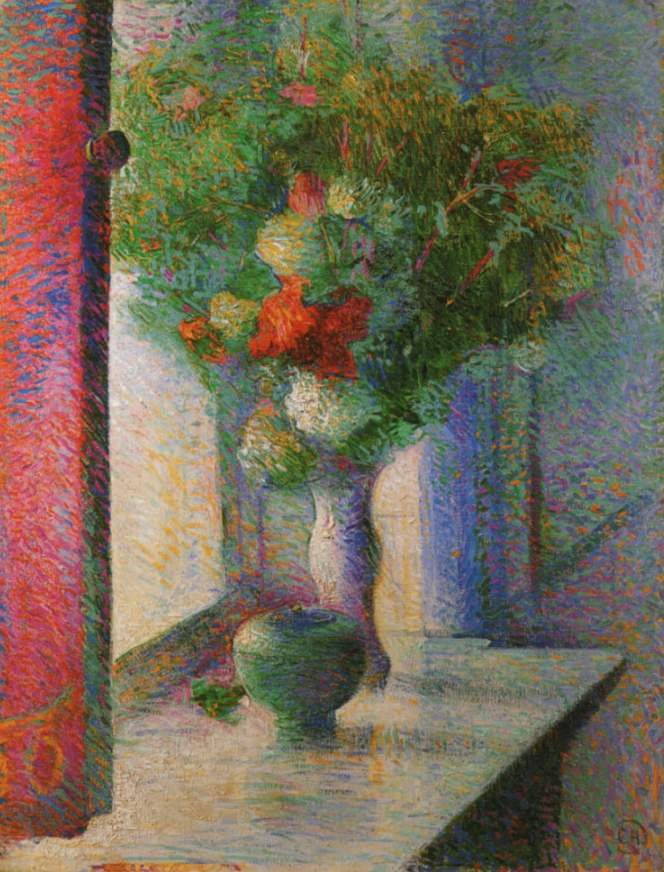Stilleben med en bukett blomster ved vinduet av Curt Herrmann