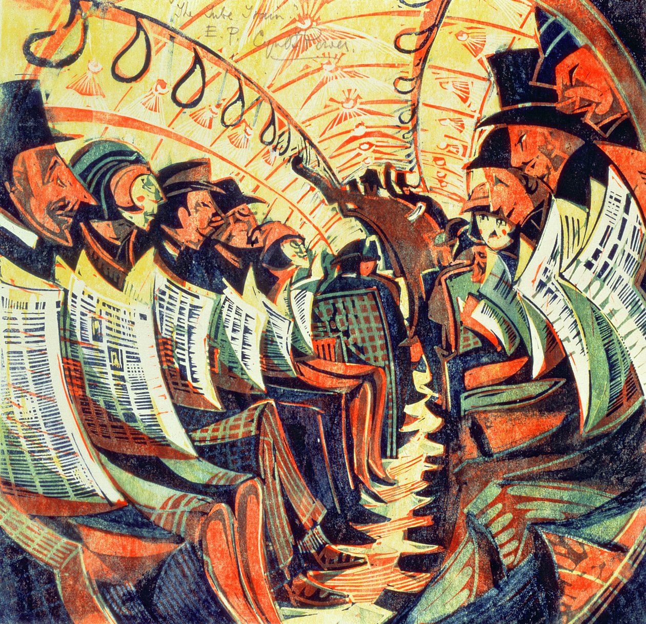 The Tube Train, ca. 1934 (linosnitt) av Cyril Edward Power