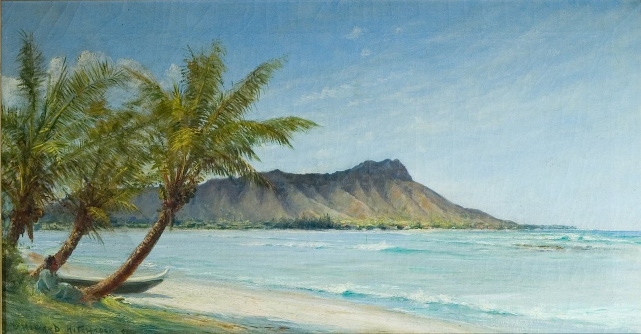 Waikiki -stranden i sollys av D. Howard Hitchcock