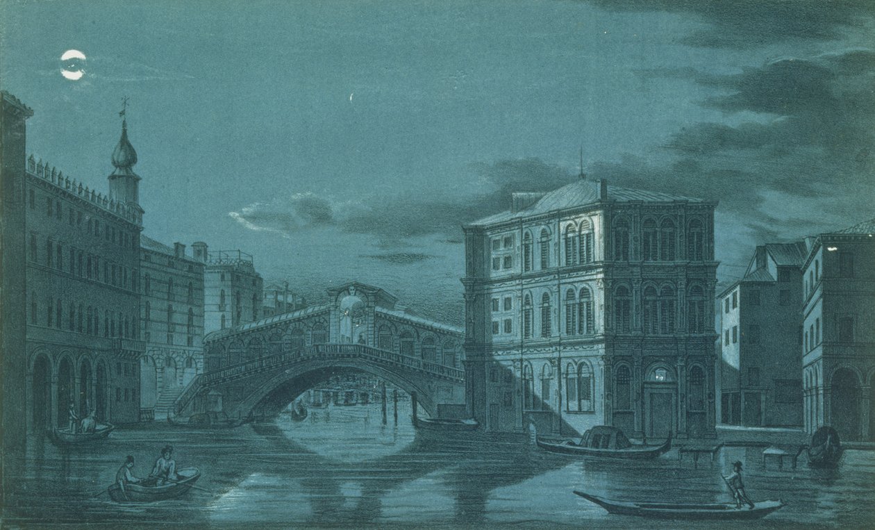 Nattscene av Ponte di Rialto, Venezia, gravert av Brizeghel av Dalda