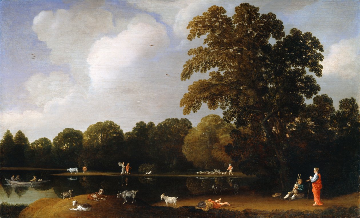 Et elvelandskap med Apollo og Marsyas av Daniel Cletcher