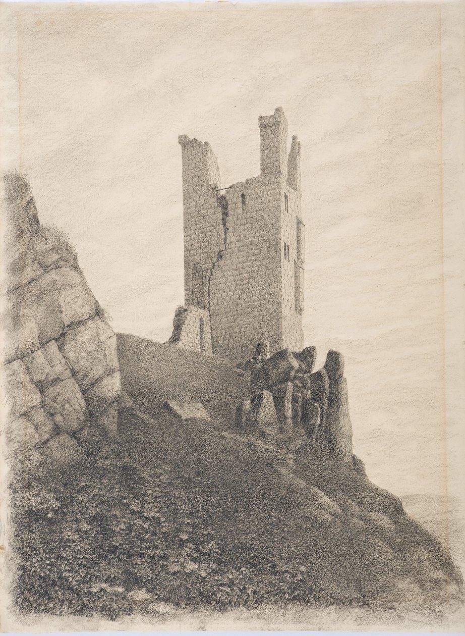 Lilburn Tower, Northumberland, ca. 1916 (kull på papir) av Daniel Oliver
