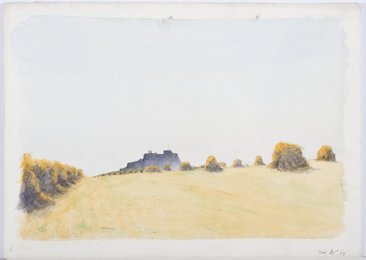 Lindisfarne, 1895 (blekk, blyant og wc på papir) av Daniel Oliver