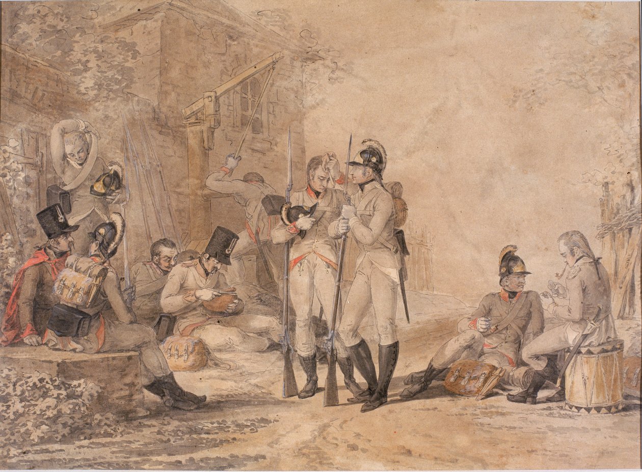 Soldiers Resting (kroppsfarge på papir) av Daniel Maclise