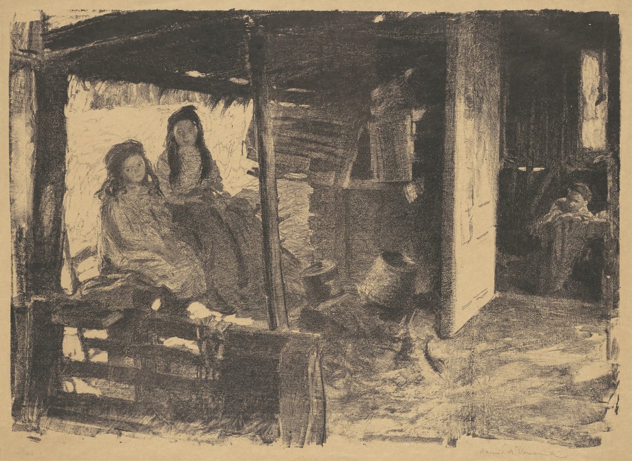 Uten tittel (2 jenter i en låve) av Daniel Albert Veresmith