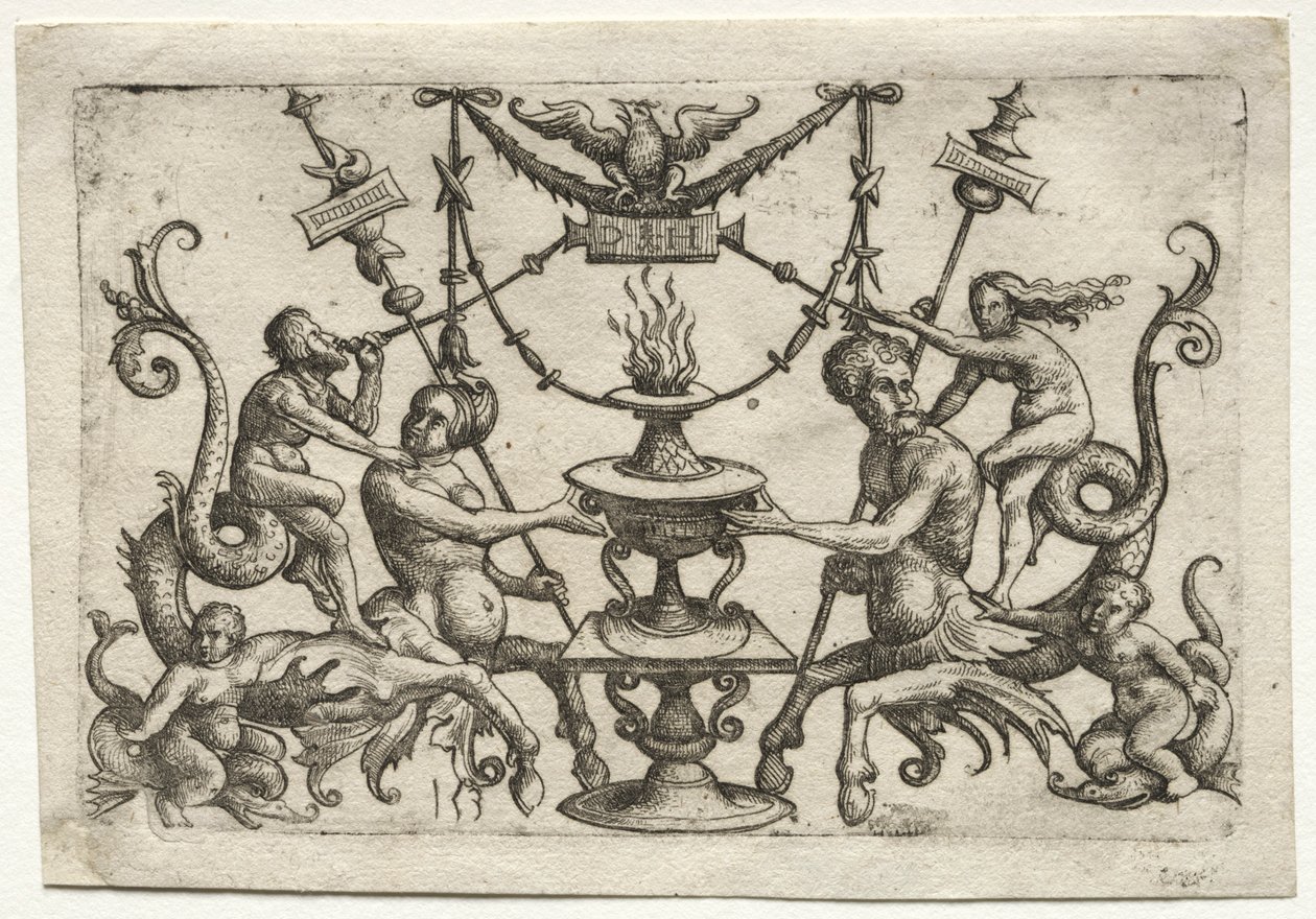 Ornament med Siren og Triton. av Daniel Hopfer