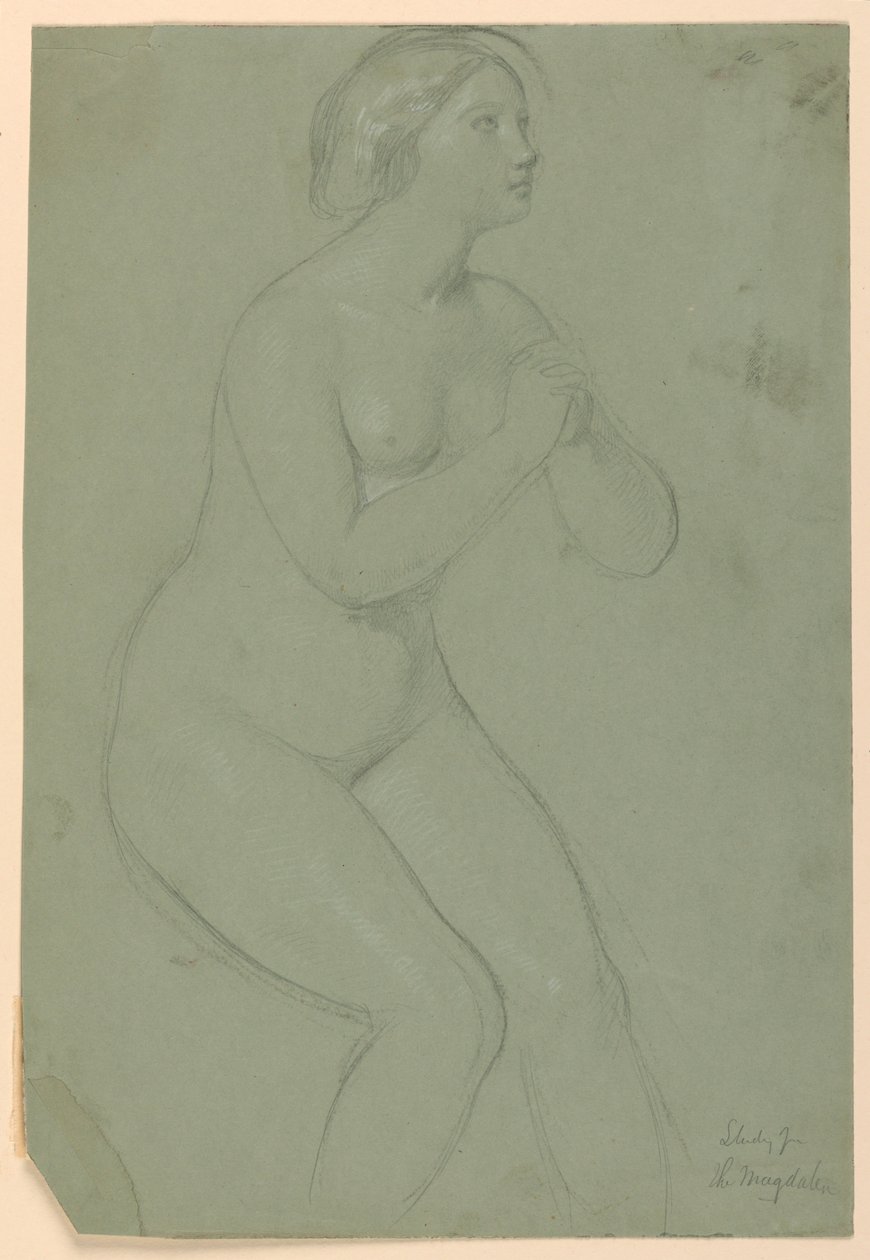 Kvinnelig nakenstudie for "A Magdalen" av Daniel Huntington