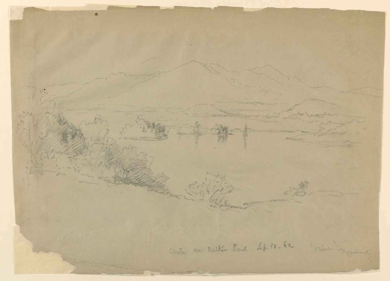 Landskapsskisse, Walker Pond, New Hampshire av Daniel Huntington