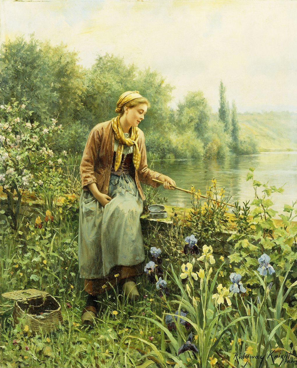 Fiske på en vårdag, av Daniel Ridgway Knight