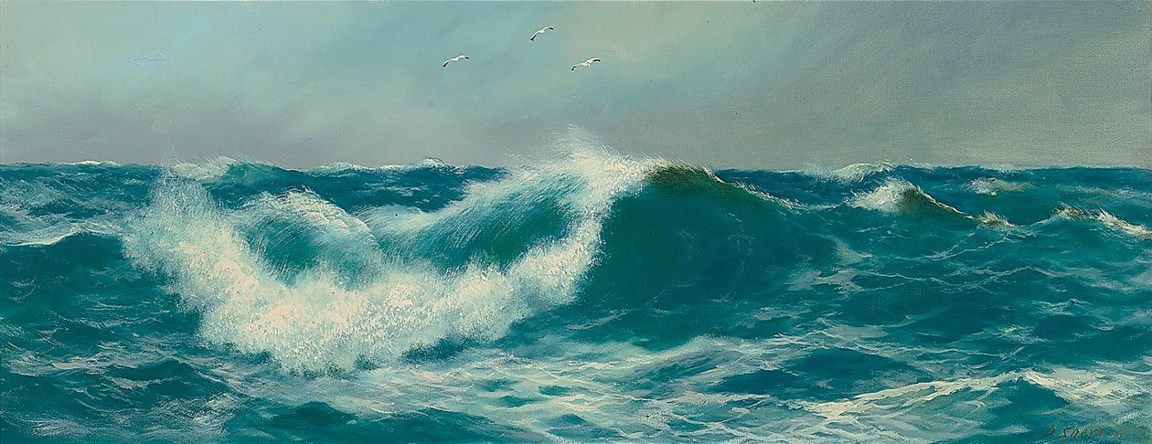 Bølger (olje på lerret) av Daniel Sherrin