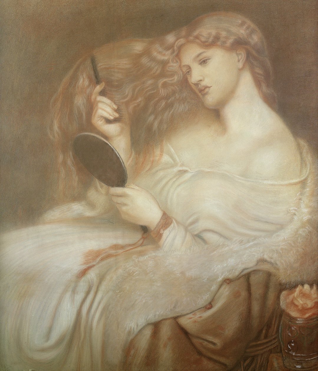 Lady Lilith, ca. 1867-68 (rødt og svart kritt på papir) av Dante Gabriel Charles Rossetti
