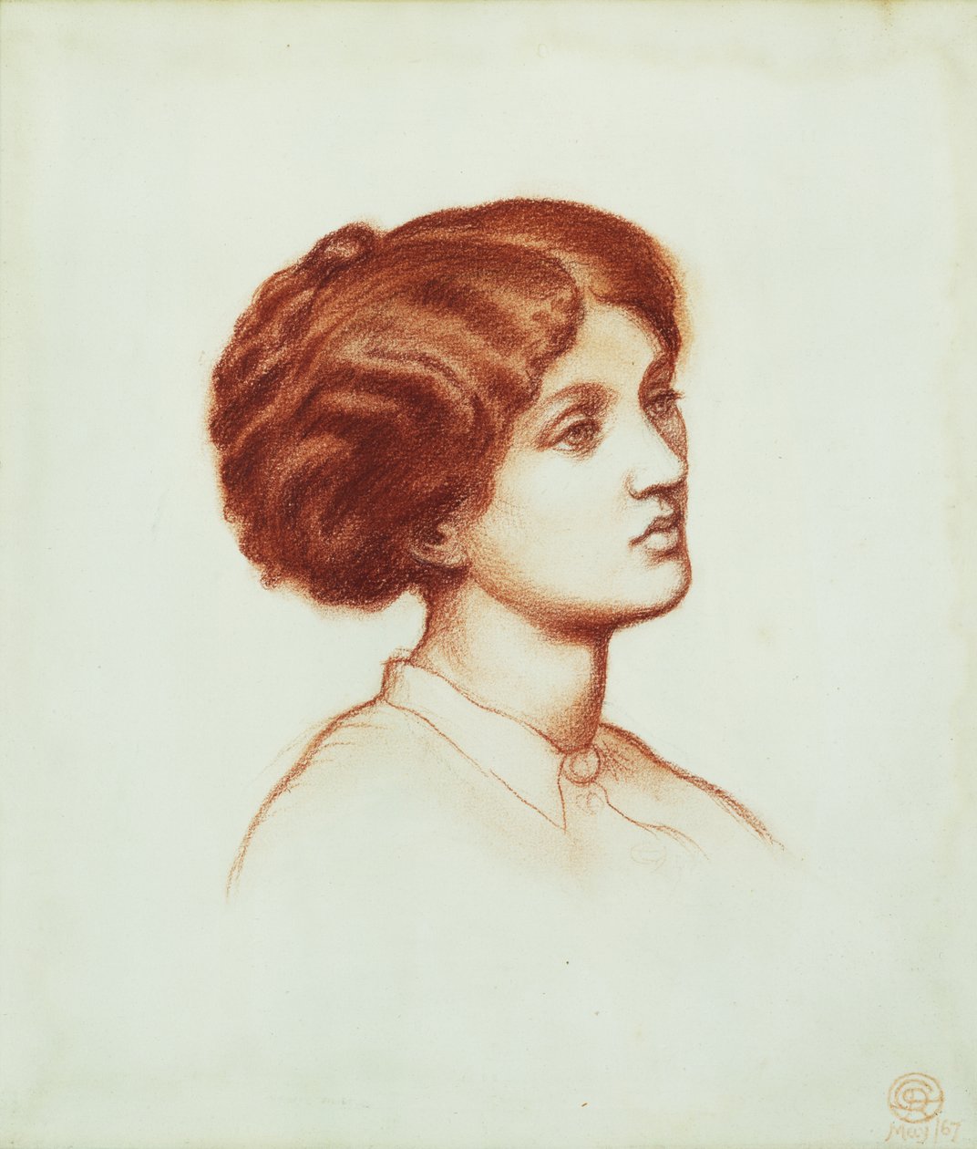 Fru Frederick Leyland, 1867 (rødt kritt på papir) av Dante Gabriel Charles Rossetti