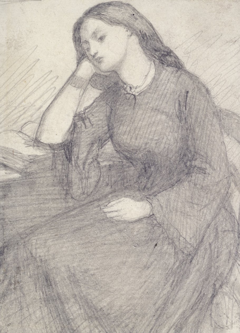 Portrett av Elizabeth Siddal, sittende (grafitt på papir) av Dante Gabriel Charles Rossetti