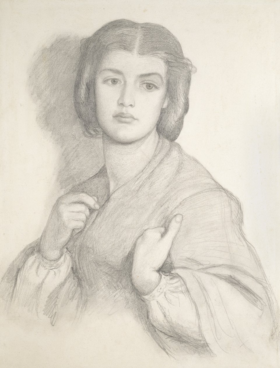 Portrett av en kvinne (grafitt på papir) av Dante Gabriel Charles Rossetti