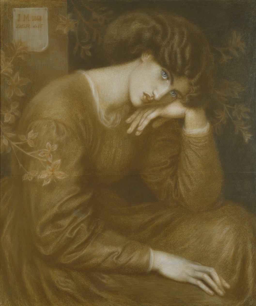 Reverie, 1868 (farget kritt på papir) av Dante Gabriel Charles Rossetti