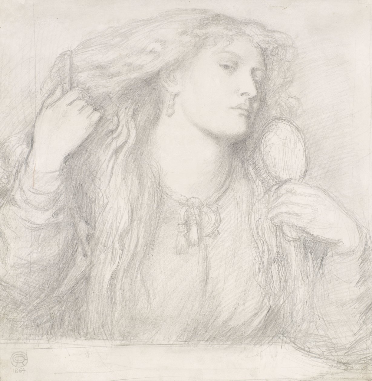 Kvinne som greer håret, Fanny Cornforth av Dante Gabriel Charles Rossetti