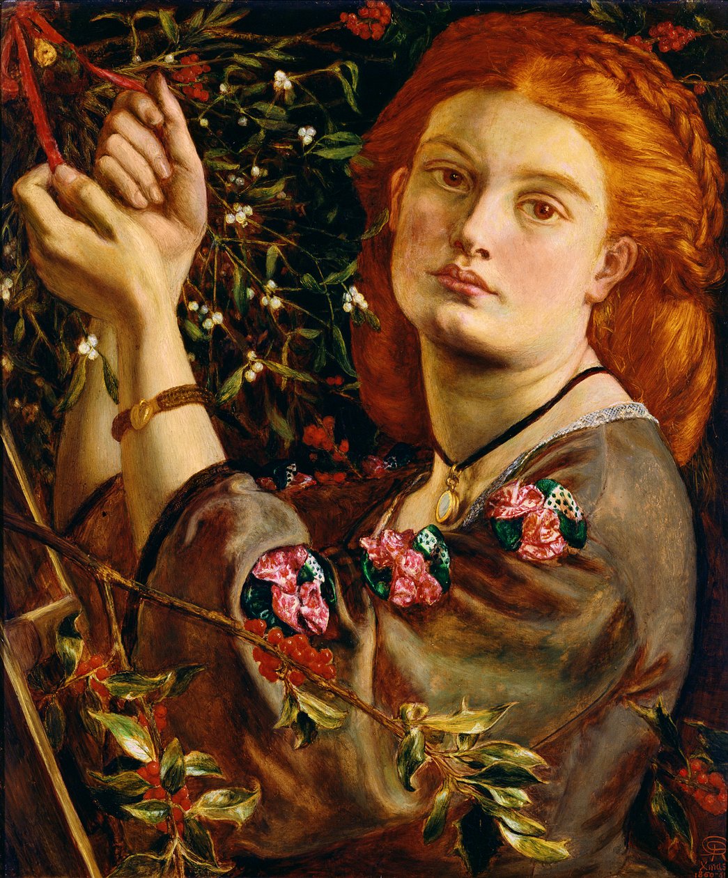 Hanging the Misteltein, 1860 (panel) av Dante Gabriel Charles Rossetti