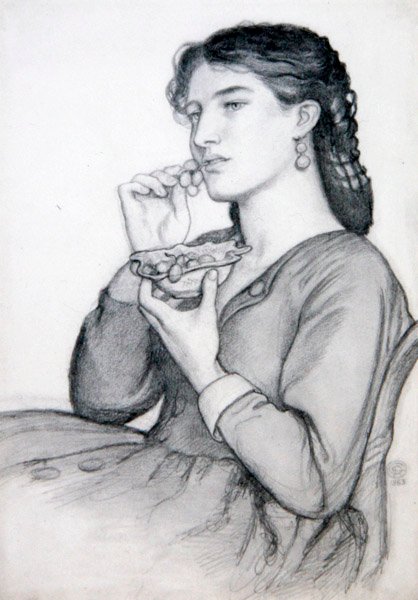 Studie for "Sweet Tooth" av Dante Gabriel Charles Rossetti