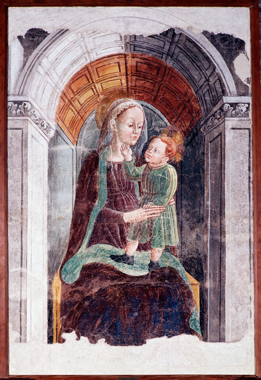 Madonna med barn (fresco av Dario da (attr.to) Treviso