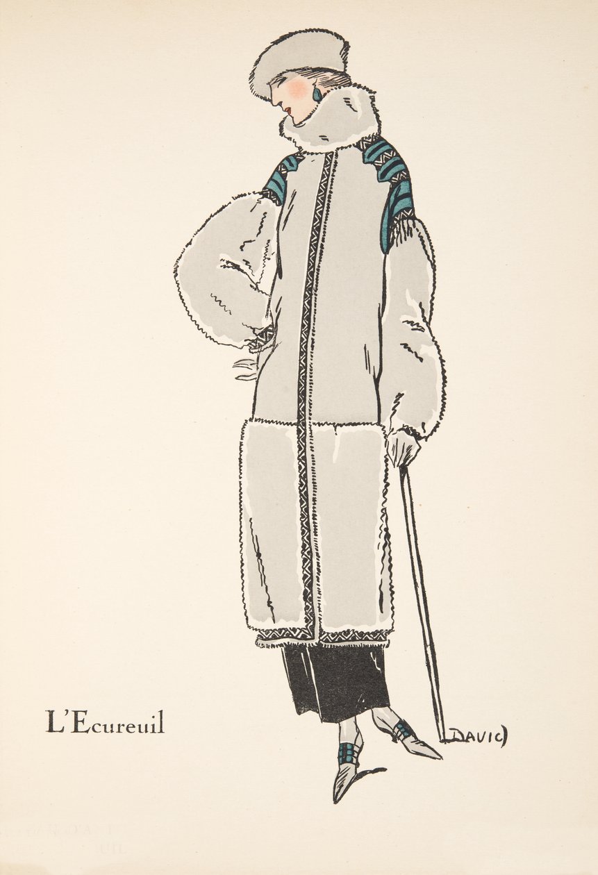 LEcureuil, fra en samling av moteplater, 1922 (pochoir-trykk) av David