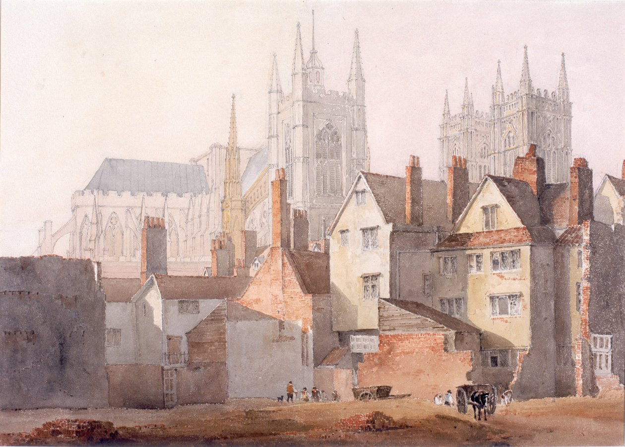 Old Westminster, 1811 (blyant og wc på vevd papir) av David Cox