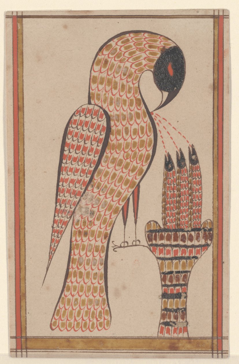 Pelican in its Piety, Fraktur Painting, ca. 1810 (penn og blekk med wc på papir) av David Kulp