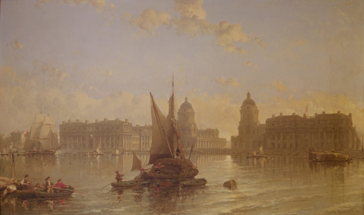 Frakt på Themsen ved Greenwich av David Roberts