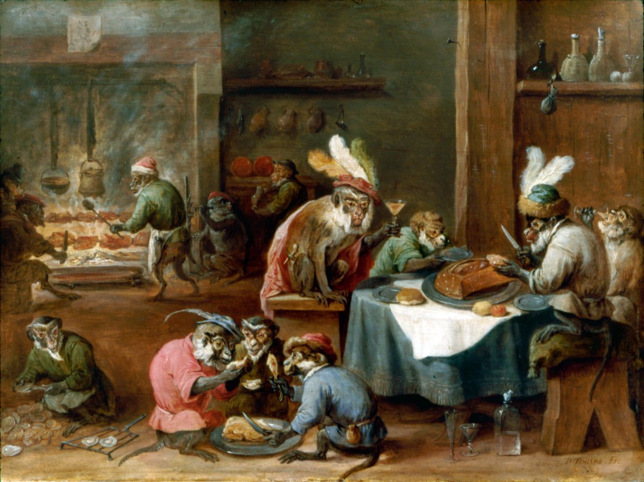 Måltid for utkledde aper av David Teniers the Younger